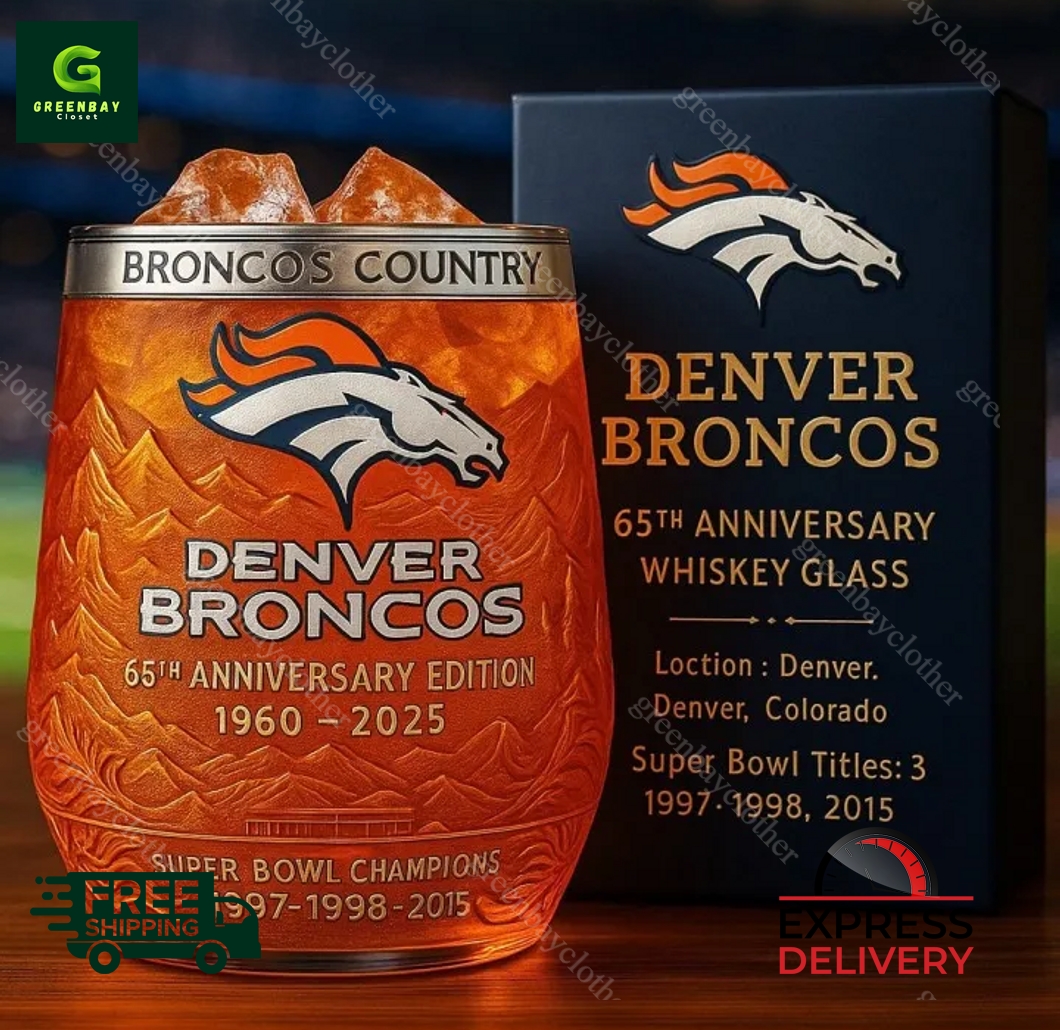 Denver Broncos 65th Anniversary Whiskey Glass