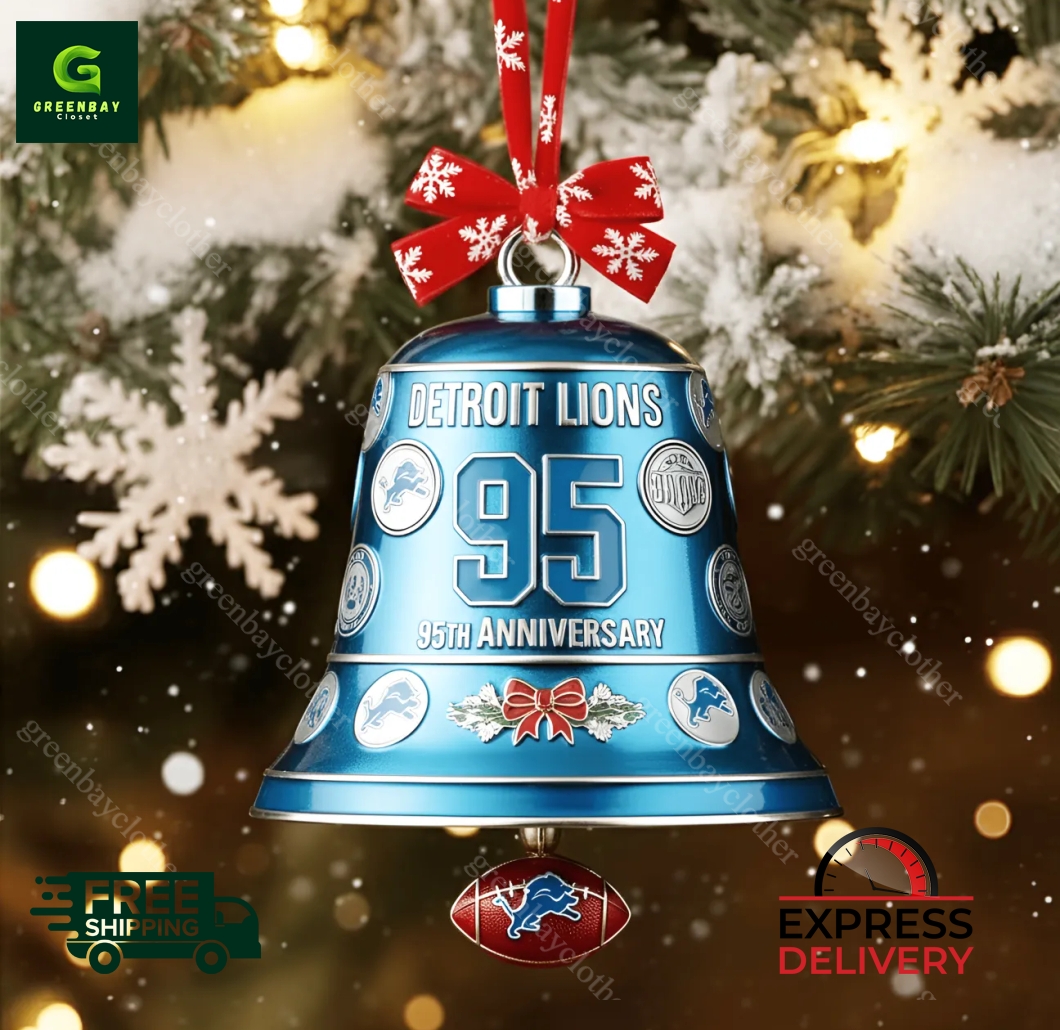 Detroit Lions 95th Anniversary Christmas Jingle Bell Ornament
