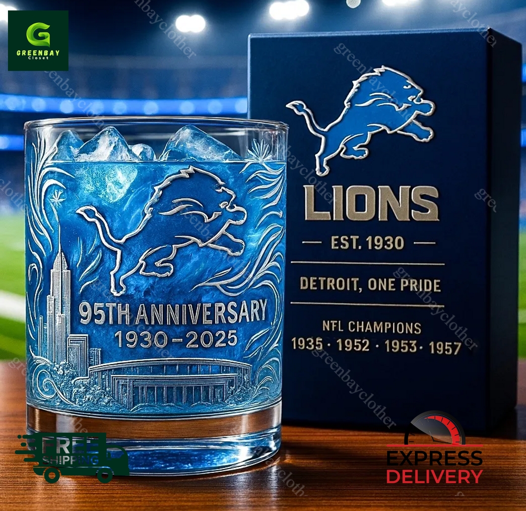 Detroit Lions 95th Anniversary Whiskey Glass