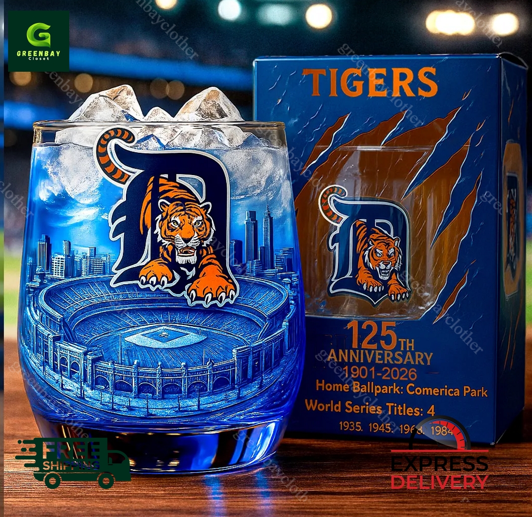 Detroit Tigers 125th Anniversary Whiskey Glass