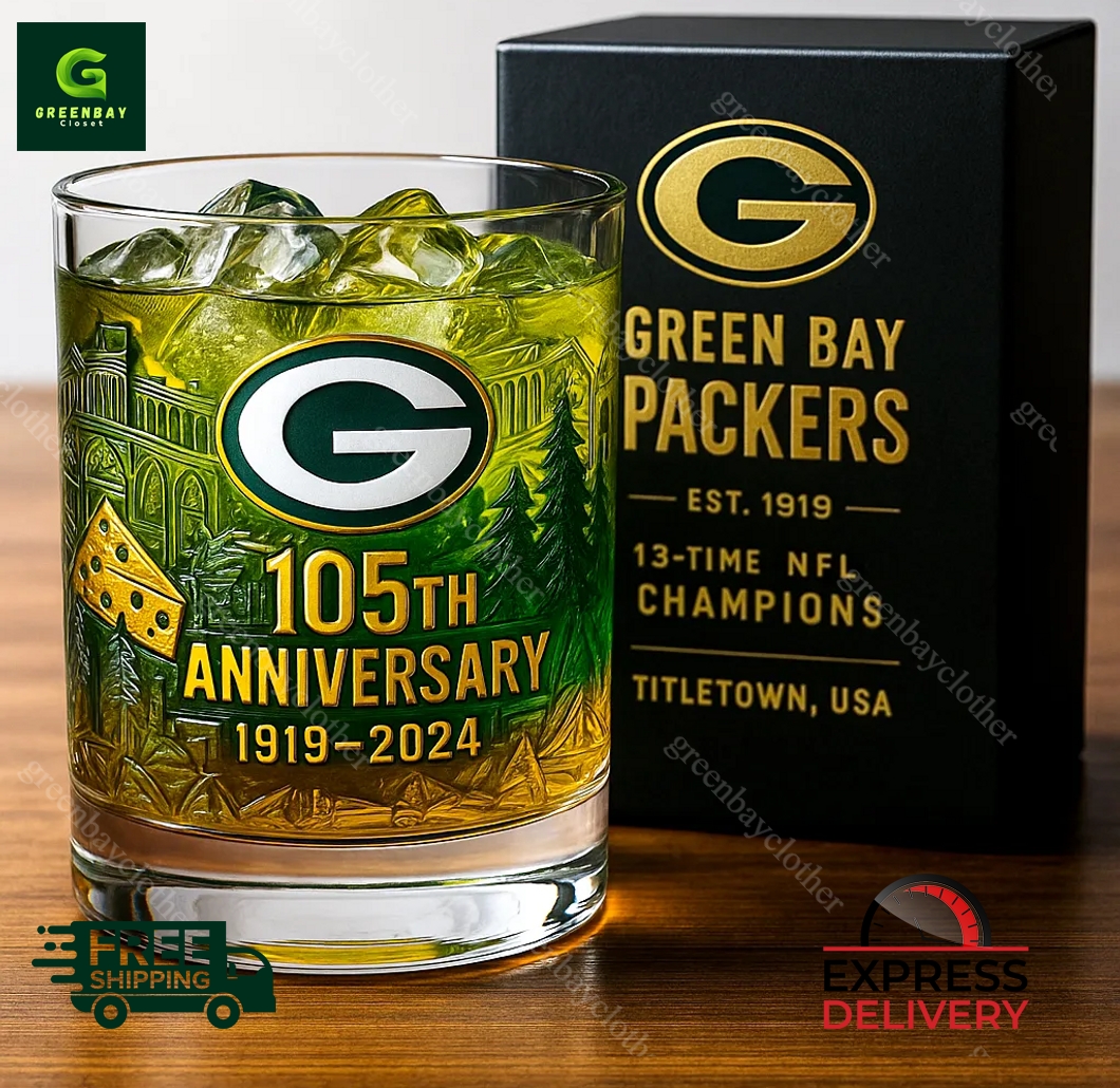 Green Bay Packers 105th Anniversary Whiskey Glass