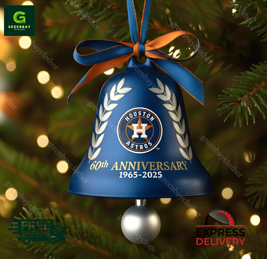 Houston Astros 60th Anniversary Christmas Bell Ornament