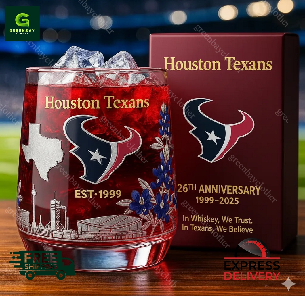 Houston Texans 26th Anniversary Whiskey Glass
