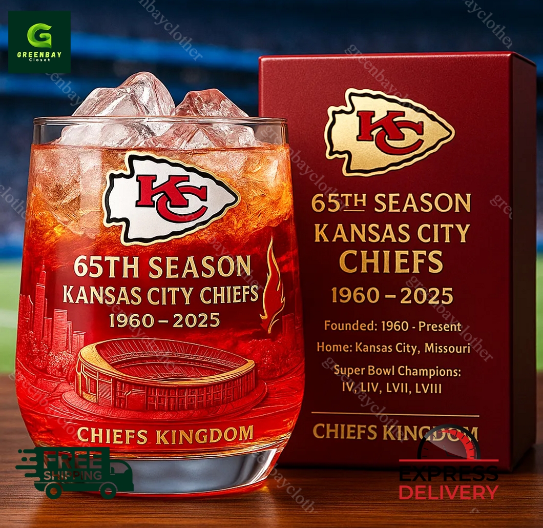 Kansas City Chiefs 65th Season Anniversary Whiskey Glass
