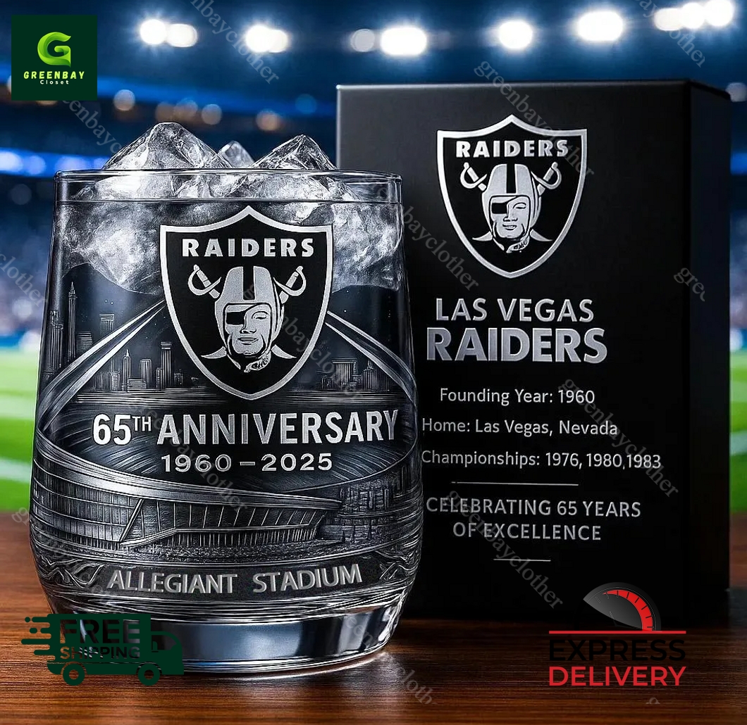 Las Vegas Raiders 65th Anniversary Whiskey Glass