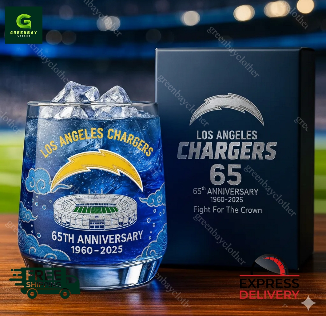Los Angeles Chargers 65th Anniversary Whiskey Glass