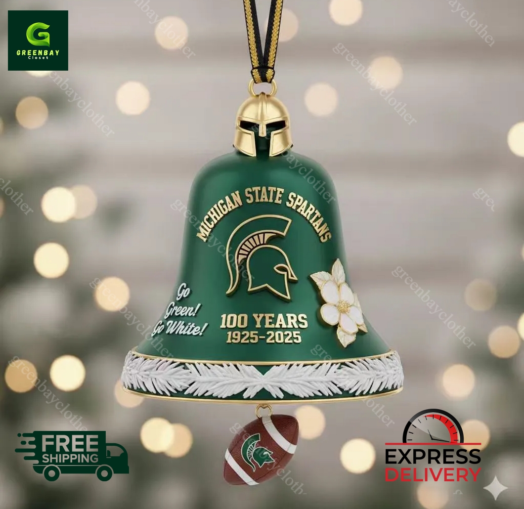 Michigan State University Student Union Building 100th Anniversary Christmas Bell Ornament