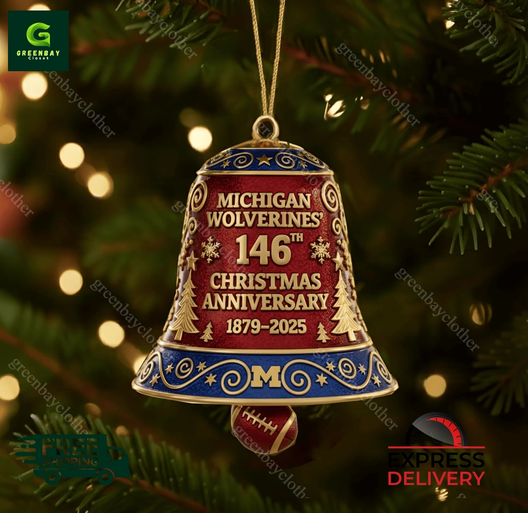 Michigan Wolverines 146th Anniversary Christmas Bell Ornament