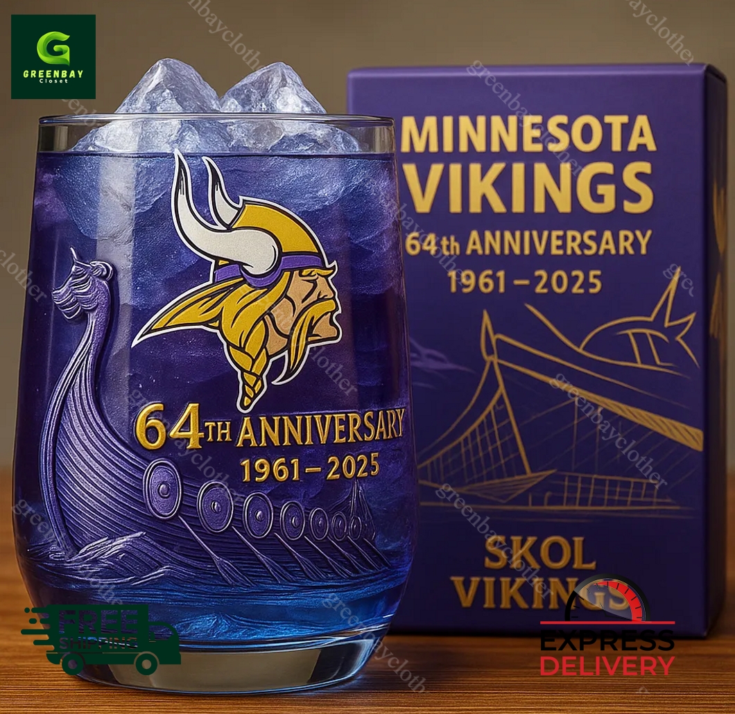 Minnesota Viking 64th Anniversary Whiskey Glass