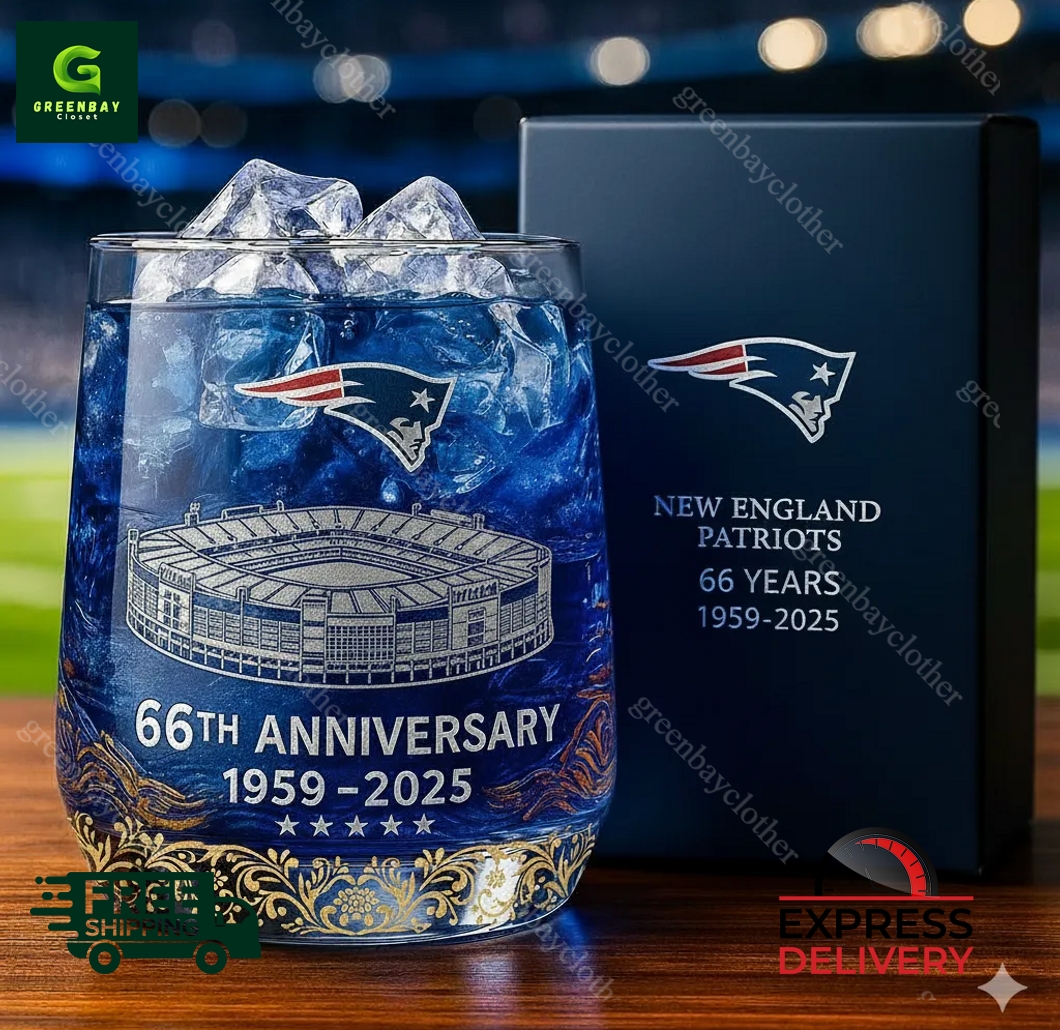 New England Patriots 66th Anniversary Whiskey Glass