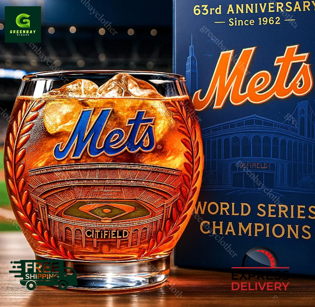 New York Mets 63rd Anniversary Whiskey Glass