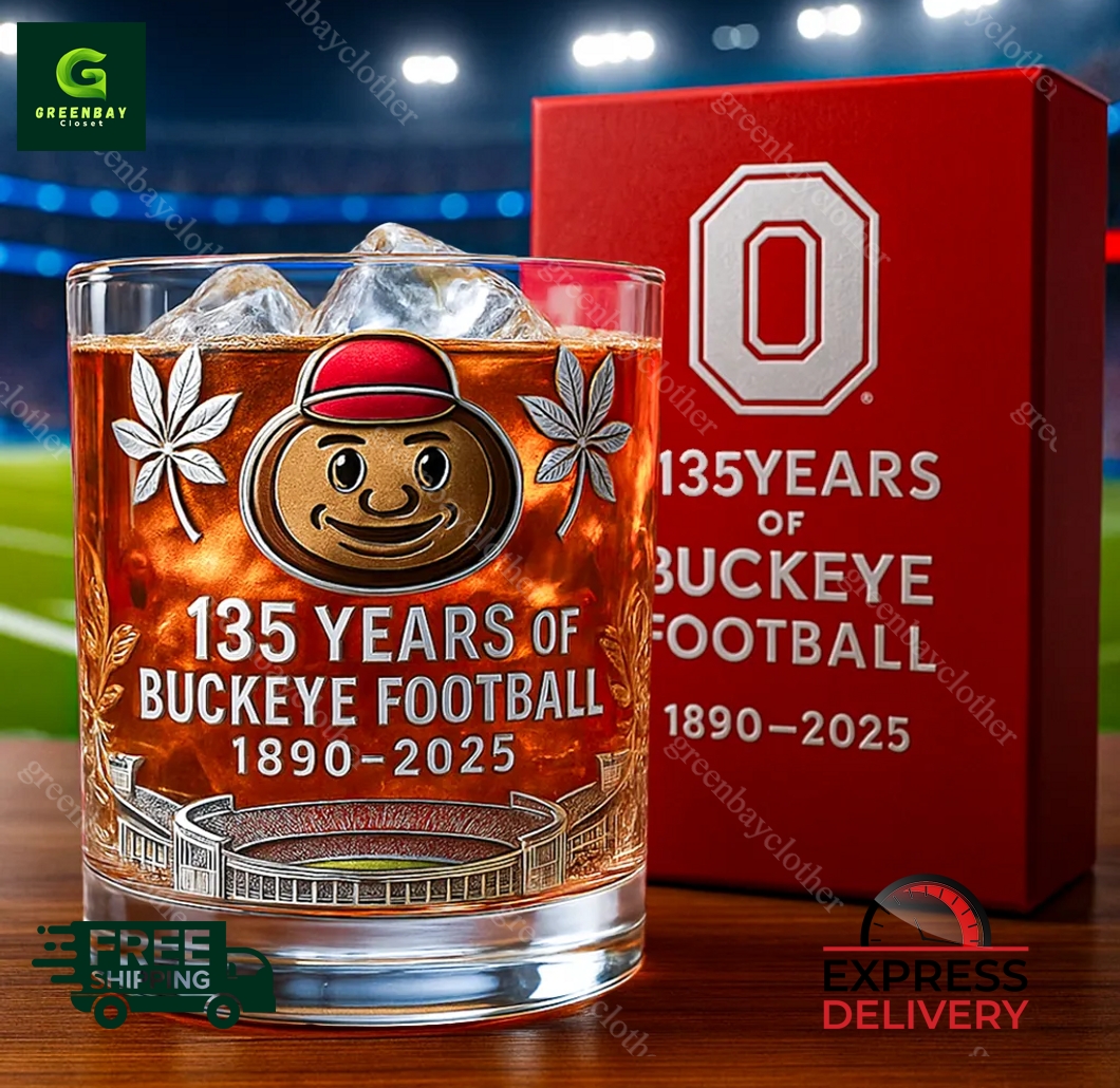 Ohio State Buckeyes 135th Anniversary Whiskey Glass