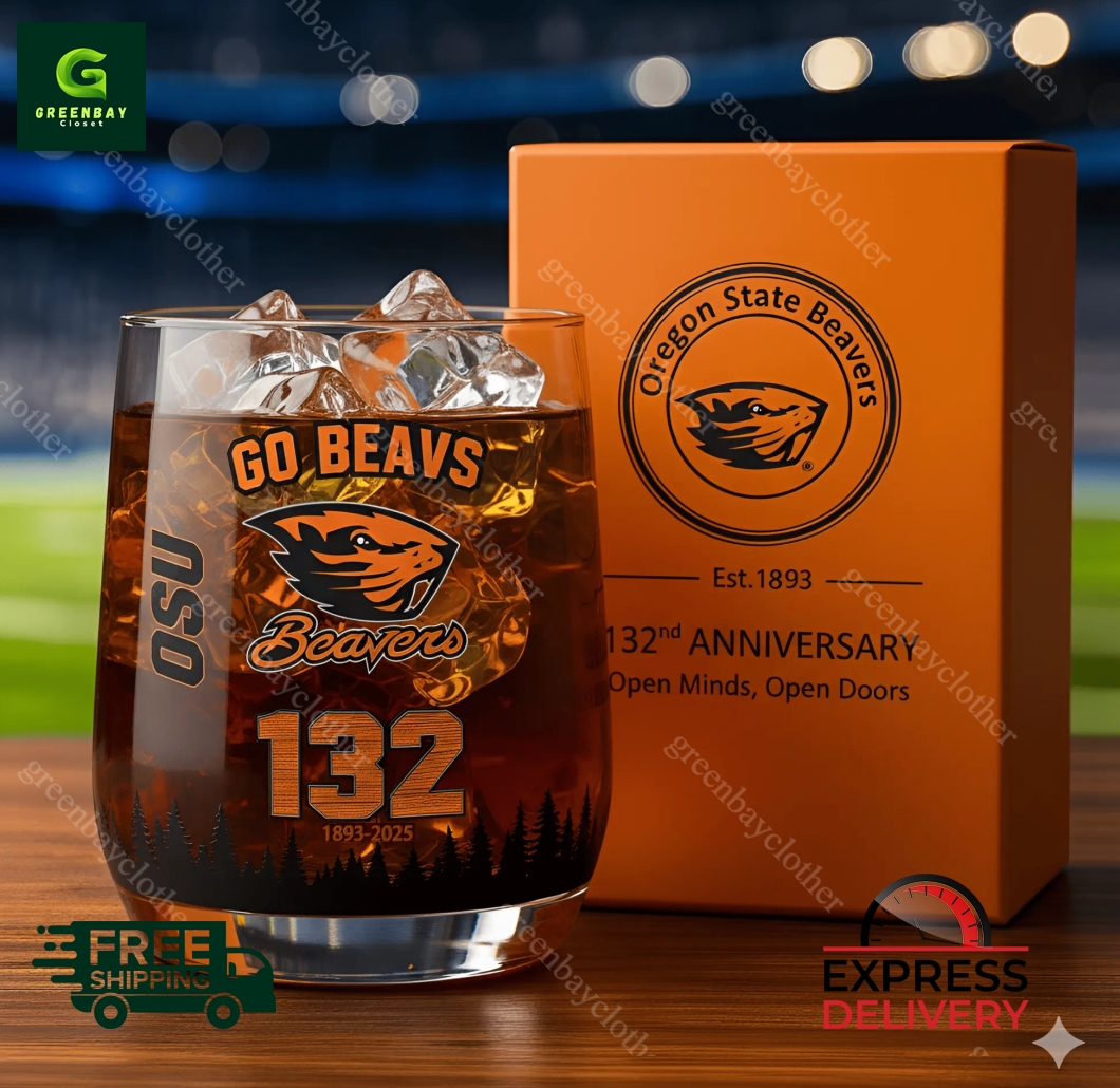 Oregon State University Beavers 132nd Anniversary Whiskey Glass