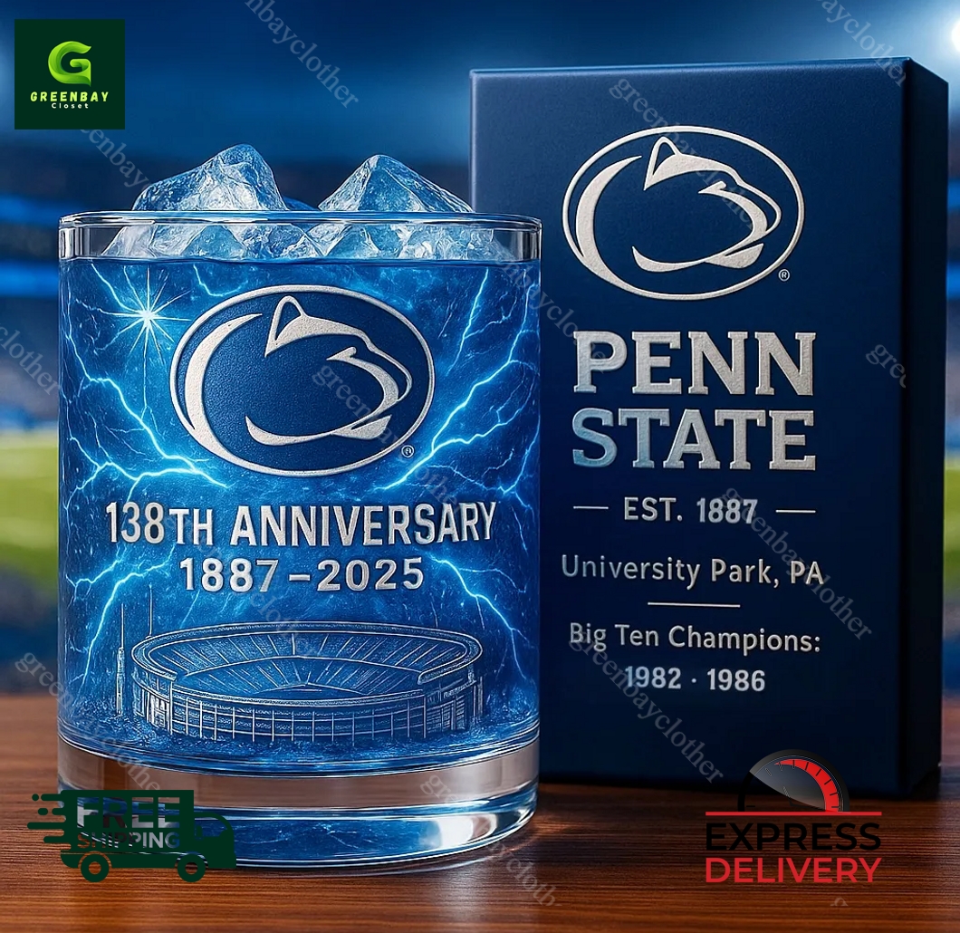 Penn State Nittany Lions 138th Anniversary Whiskey Glass