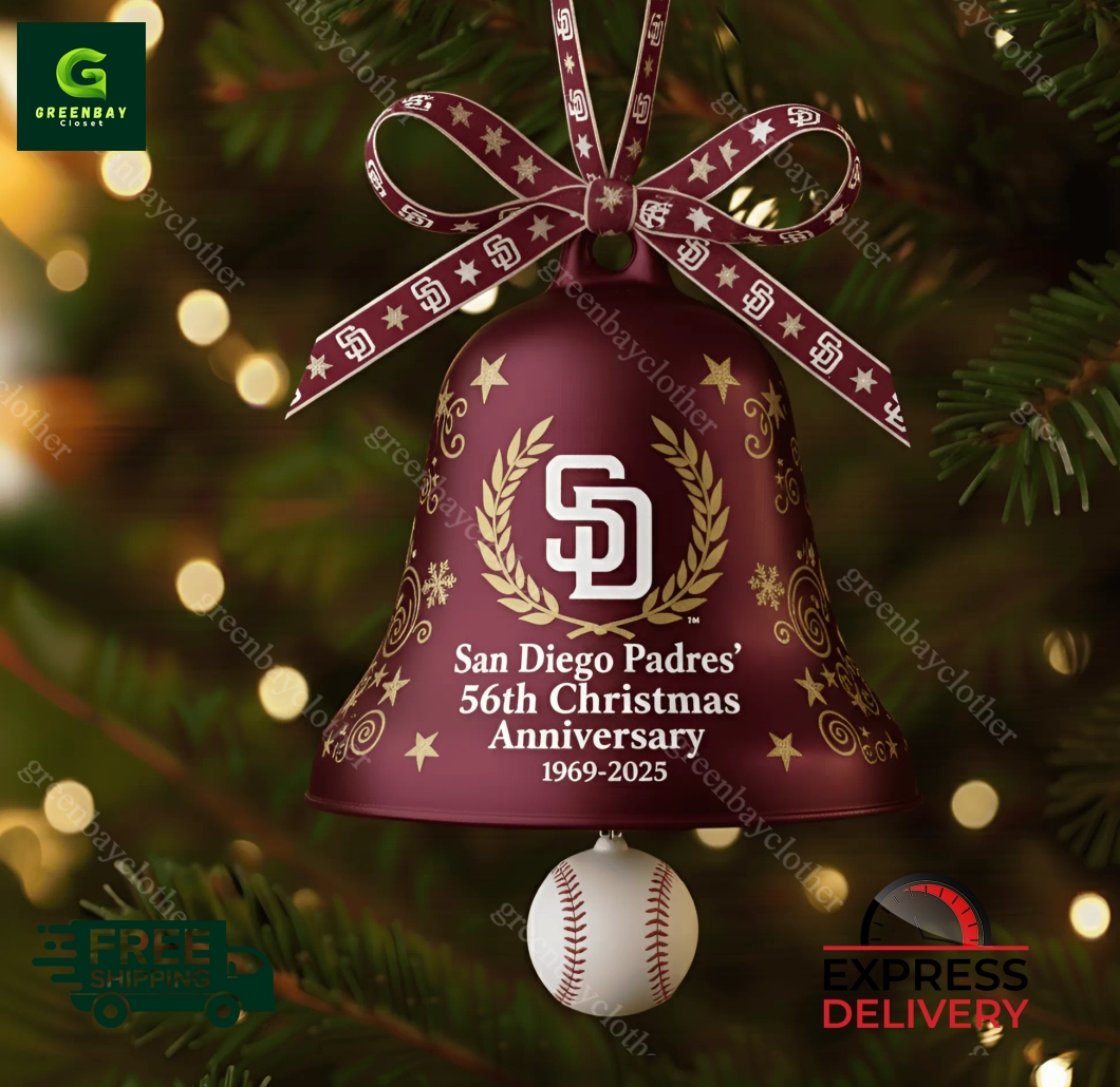 San Diego Padres 56th Anniversary Christmas Bell Ornament