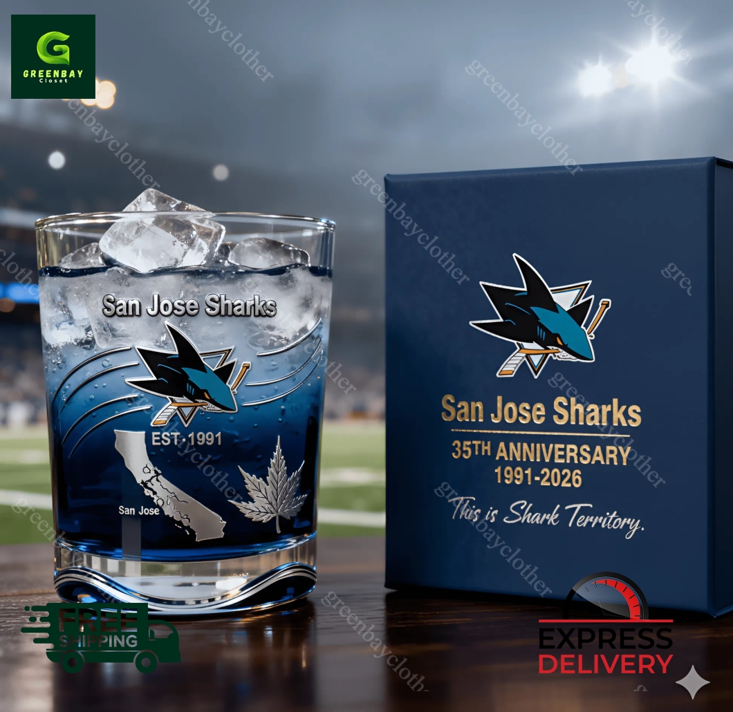 San Jose Sharks 35th Anniversary Whiskey Glass