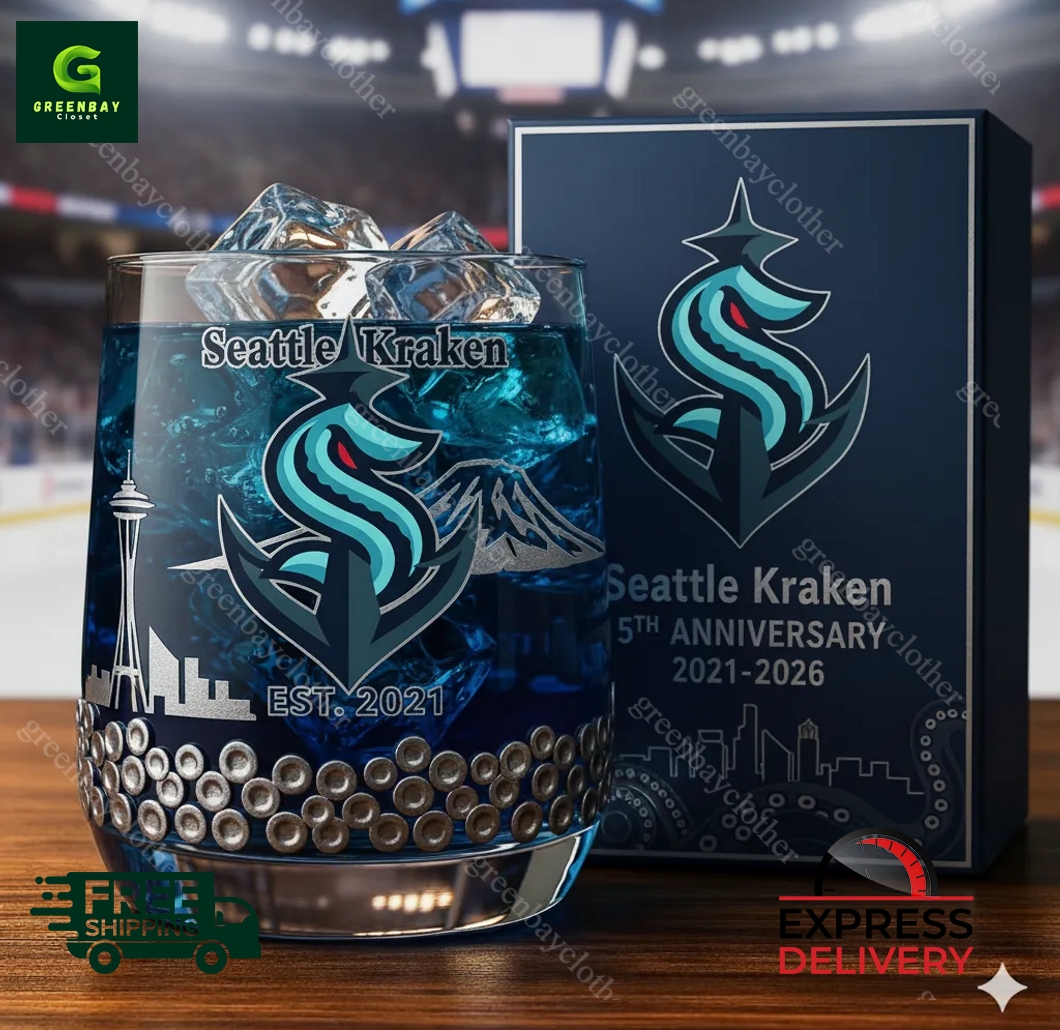 Seattle Kraken 5th Anniversary Whiskey Glass