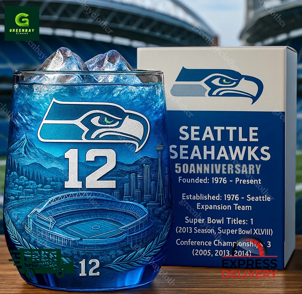 Seattle Seahawks 50th Anniversary Whiskey Glass