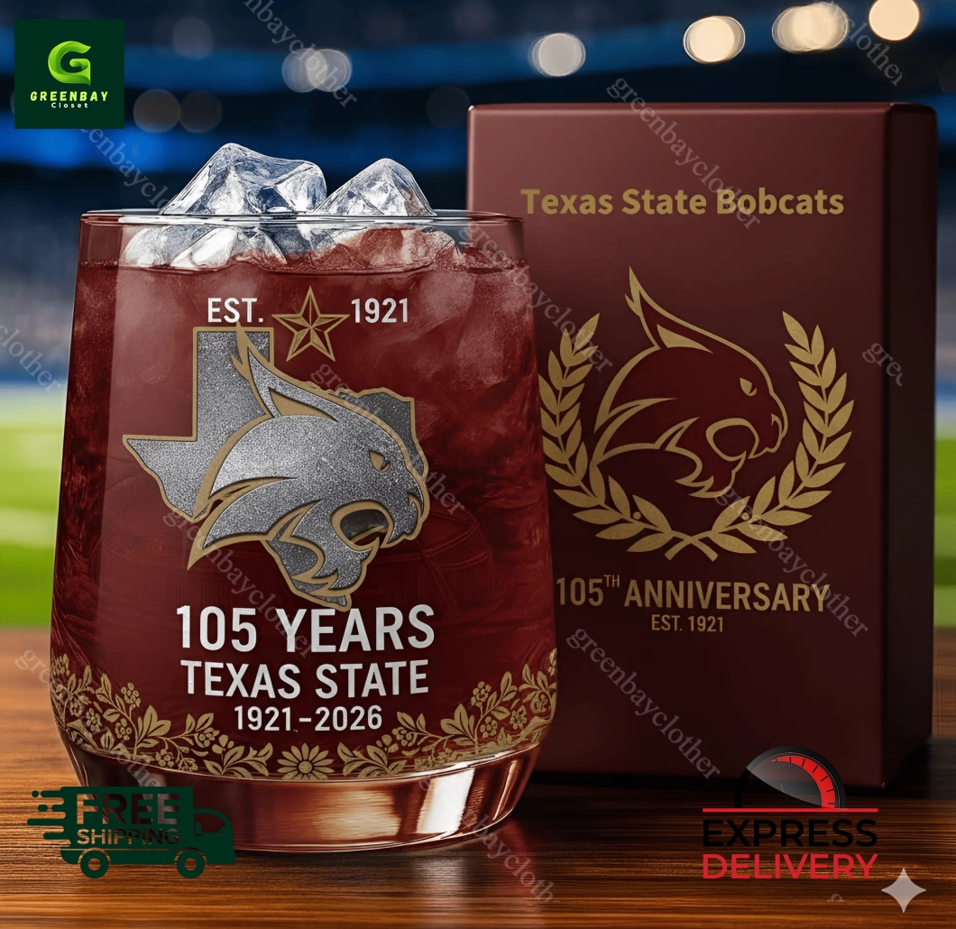 Texas State Bobcats 105th Anniversary Whiskey Glass