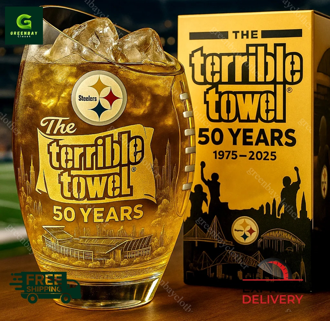 The Terrible Towel Steelers 50th Anniversary Whiskey Glass