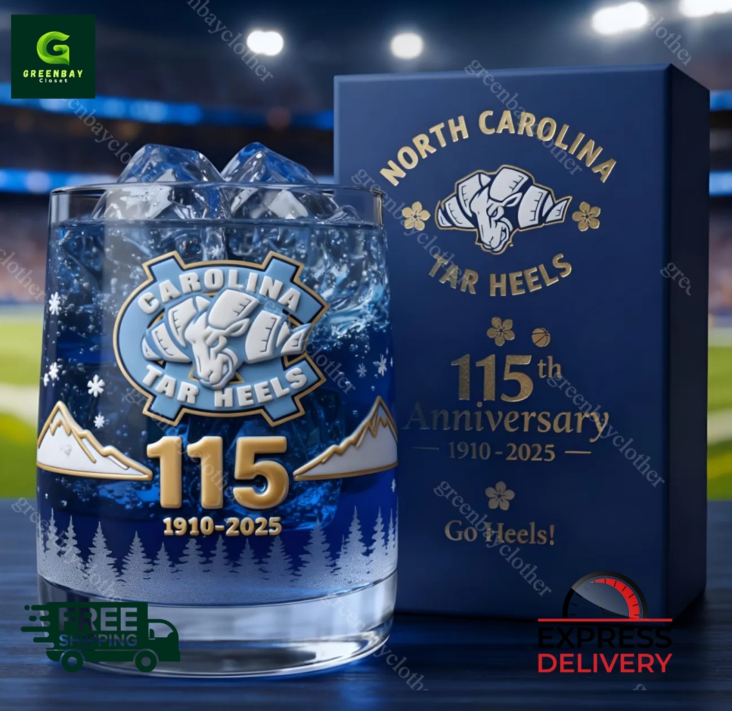 UNC Tar Heels 115th Anniversary Whiskey Glass