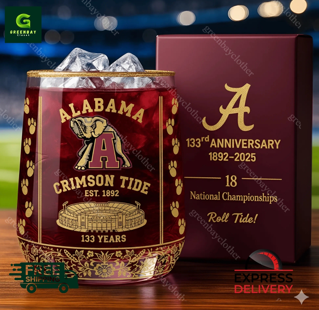 University Of Alabama Crimson Tide 133rd Anniversary Whiskey Glass