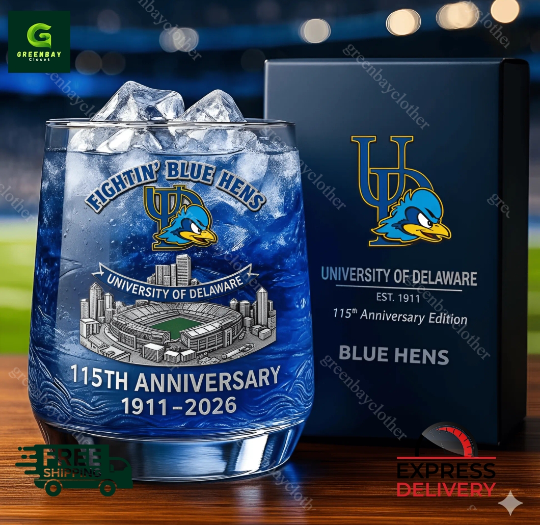 University Of Delaware Blue Hens 115th Anniversary Whiskey Glass