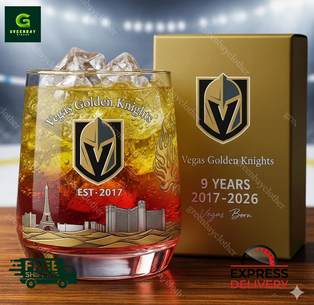 Vegas Golden Knights 9th Anniversary Whiskey Glass