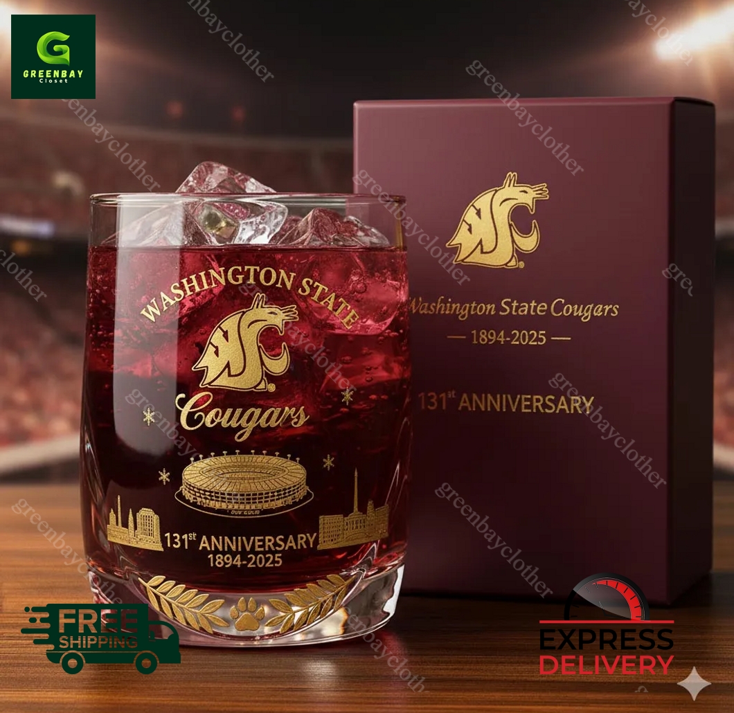 Washington State University Cougars 131st Anniversary Whiskey Glass