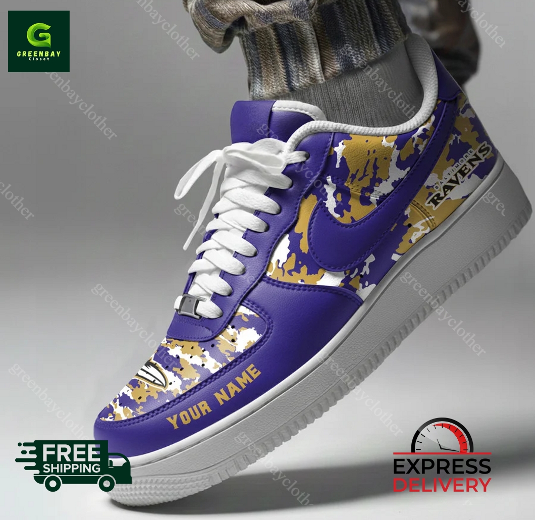 Baltimore Ravens Personalized Camo Collection Air Force 1 Shoes