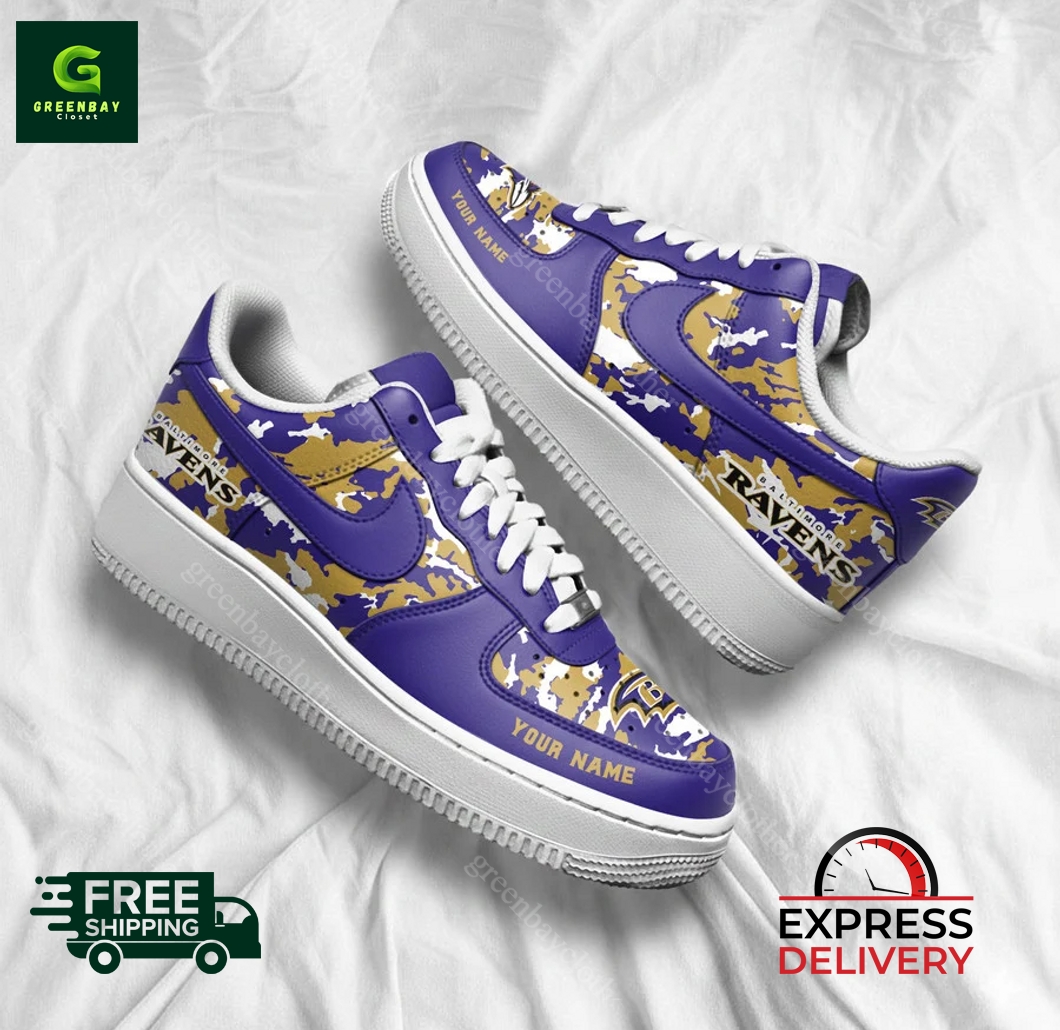 Baltimore Ravens Personalized Camo Collection Air Force 1 Shoes