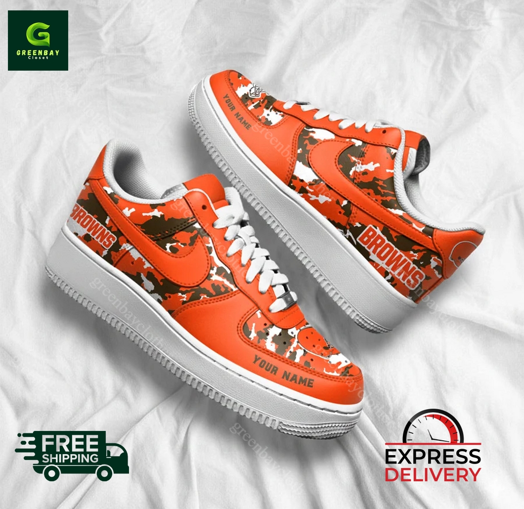 Cleveland Browns Personalized Camo Collection Air Force 1 Shoes