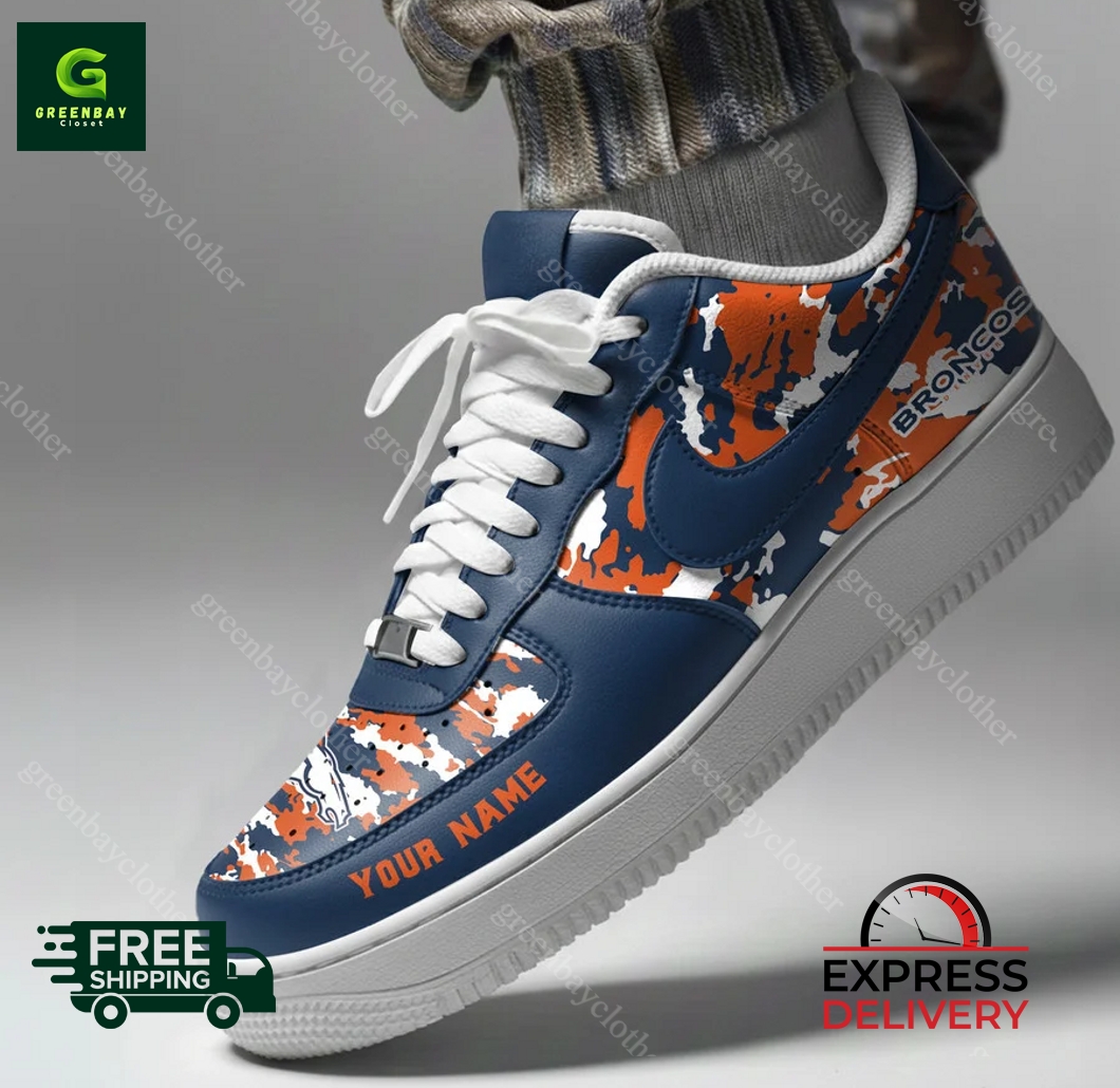 Denver Broncos Personalized Camo Collection Air Force 1 Shoes