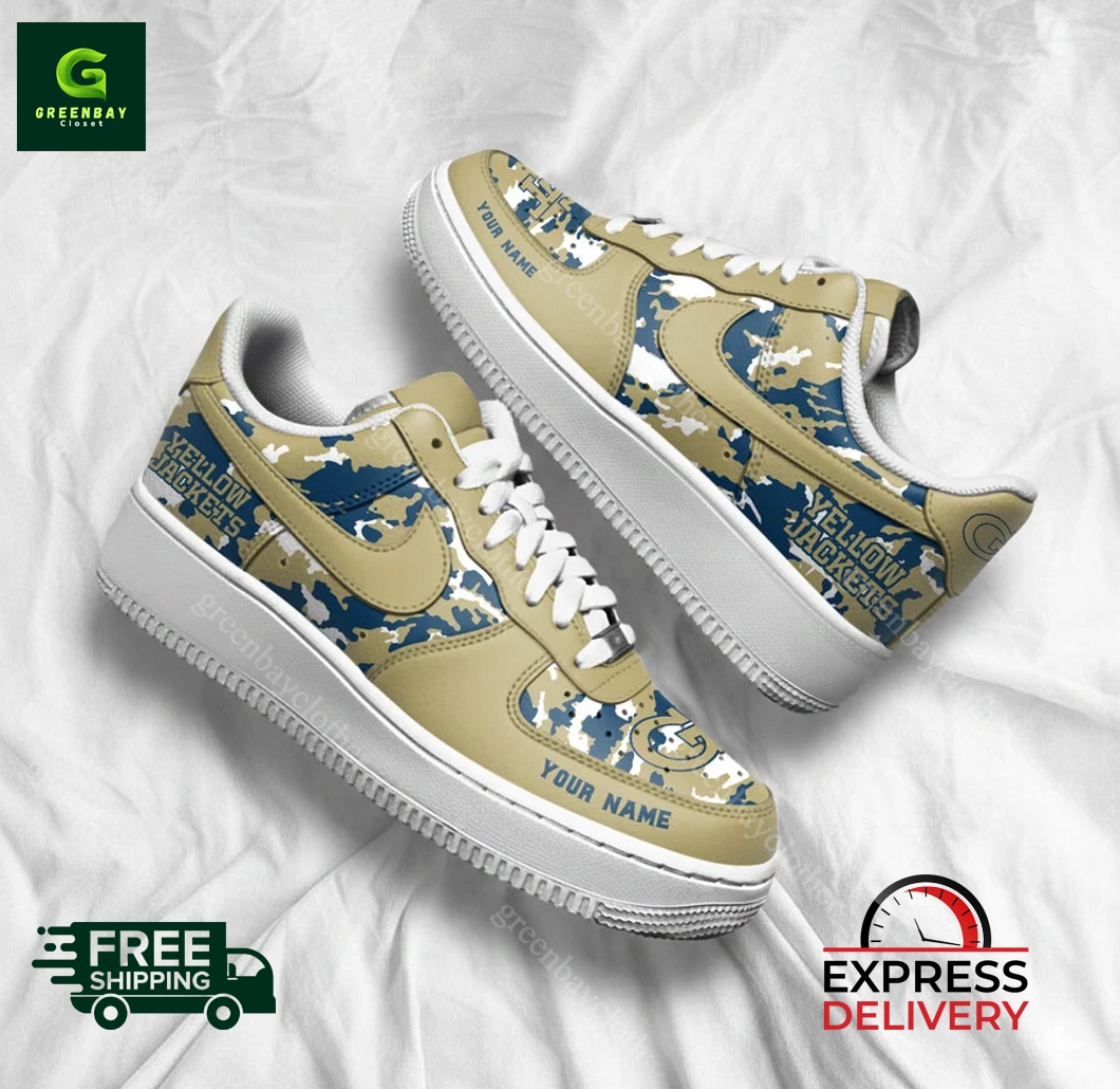 Georgia Tech Yellow Jackets Personalized Camo Collection Air Force 1 Shoes