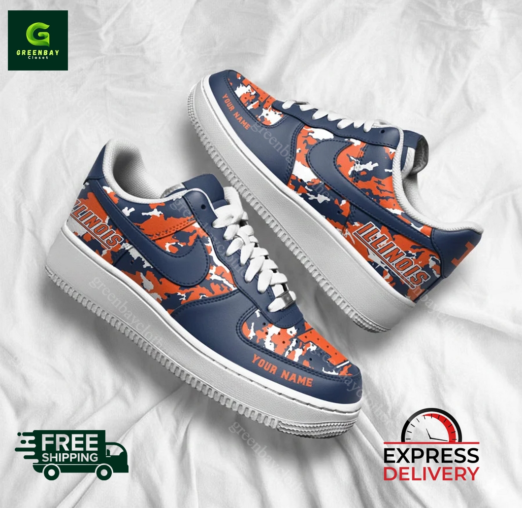 Illinois Fighting Illini Personalized Camo Collection Air Force 1 Shoes