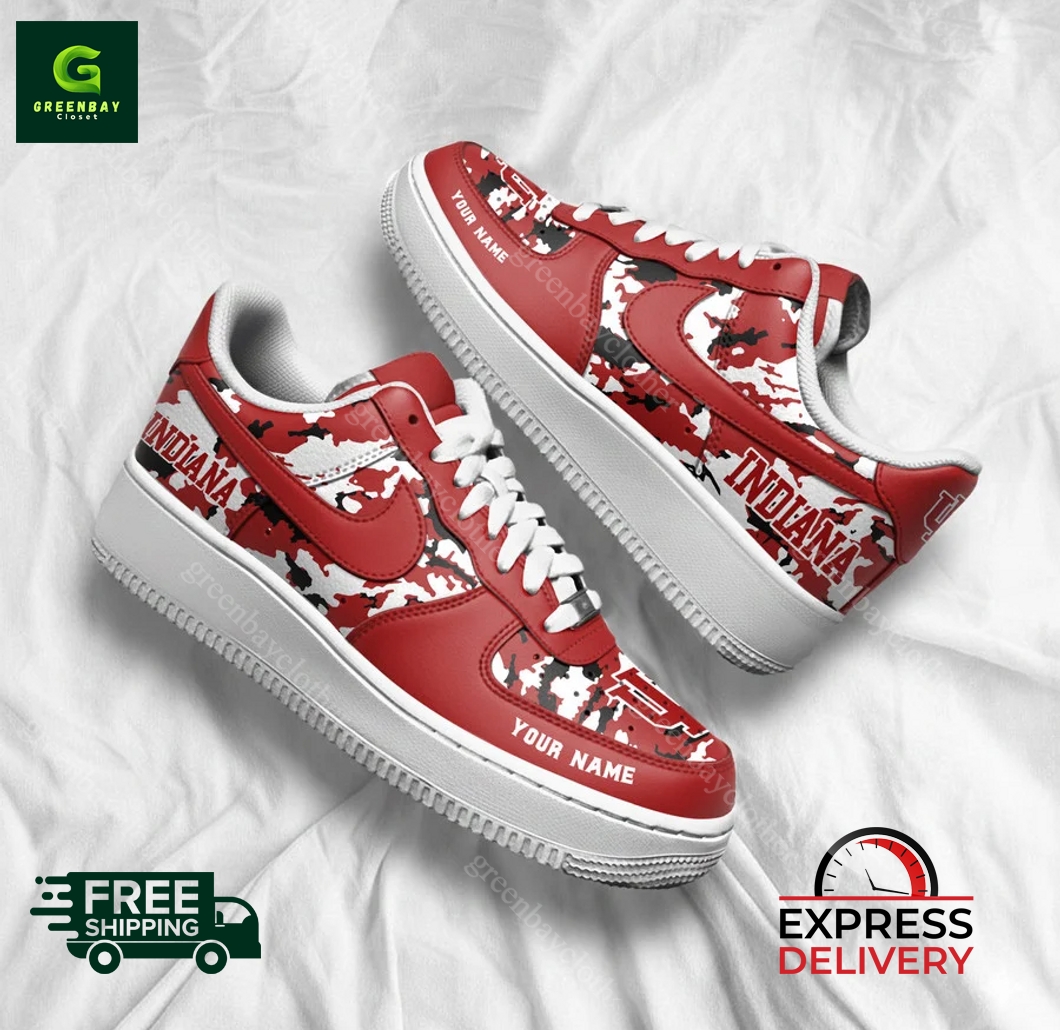 Indiana Hoosiers Personalized Camo Collection Air Force 1 Shoes