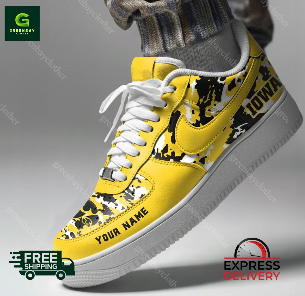 Iowa Hawkeyes Personalized Camo Collection Air Force 1 Shoes