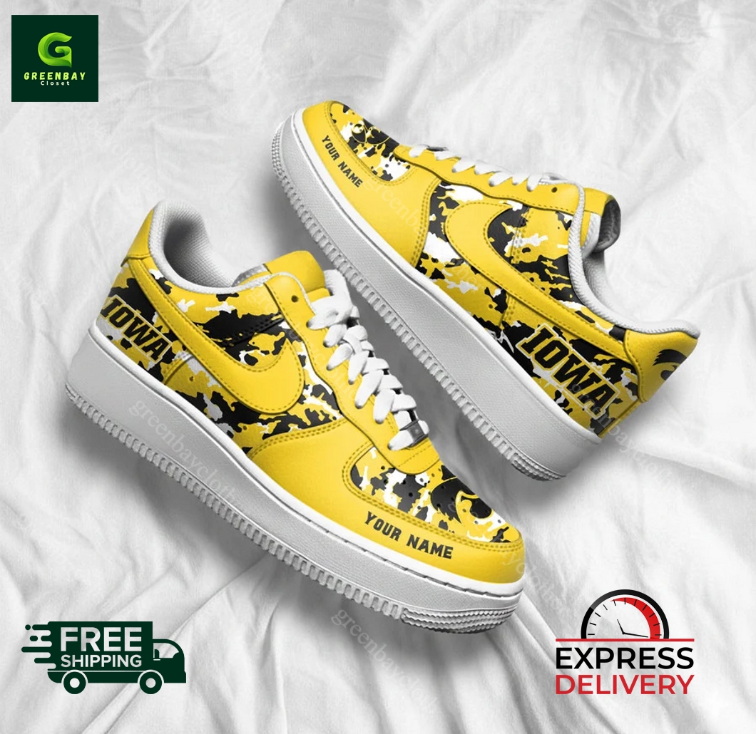 Iowa Hawkeyes Personalized Camo Collection Air Force 1 Shoes