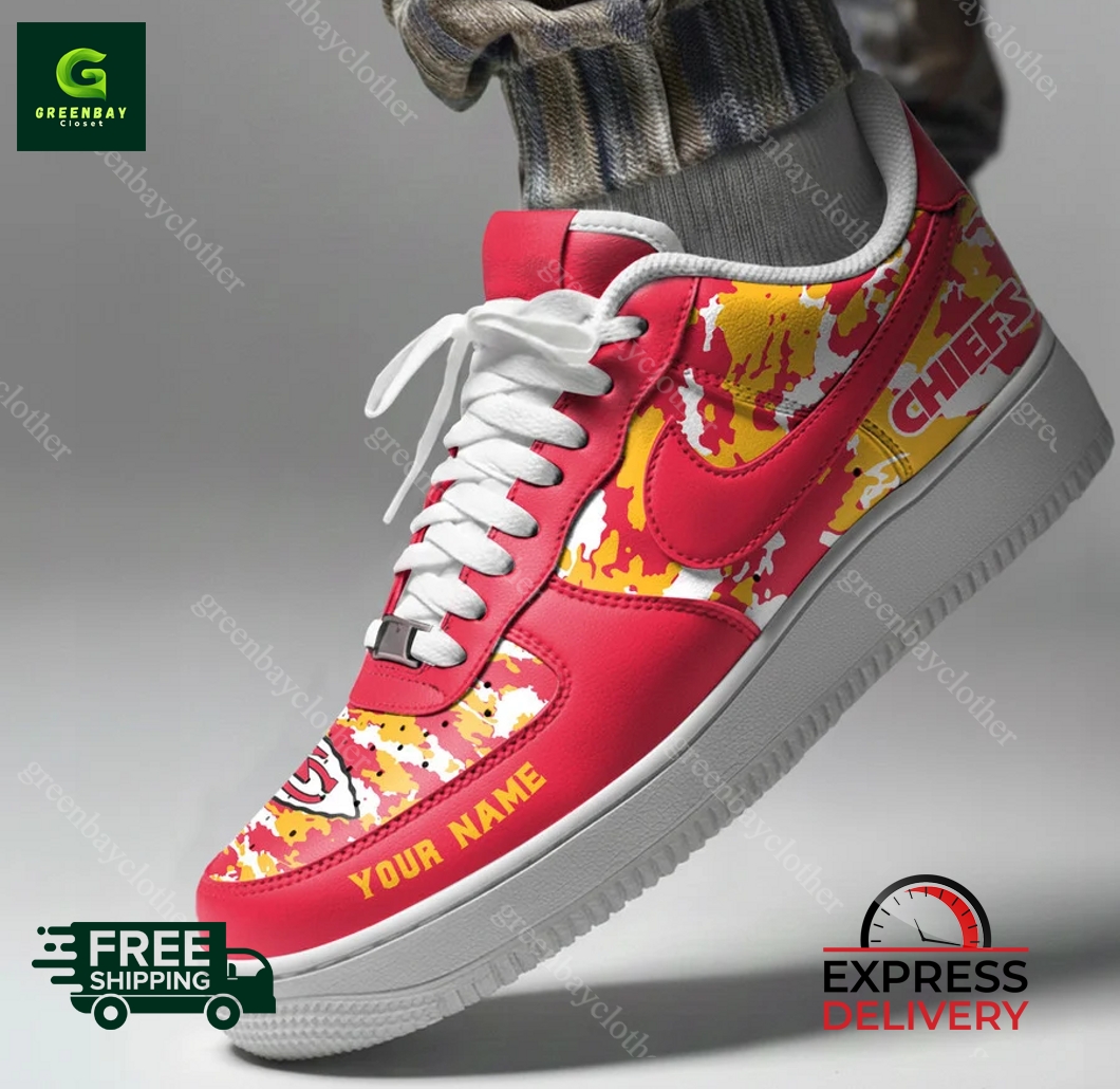 Kansas City Chiefs Personalized Camo Collection Air Force 1 Shoes