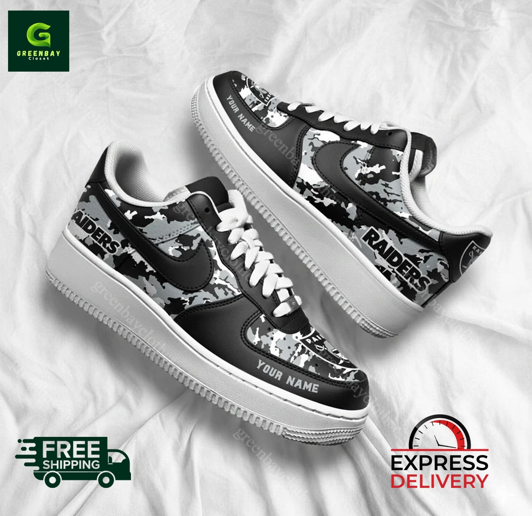 Las Vegas Raiders Personalized Camo Collection Air Force 1 Shoes