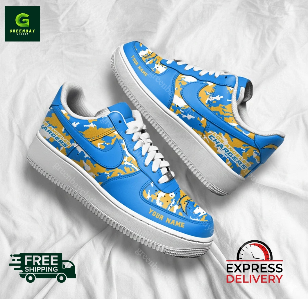 Los Angeles Chargers Personalized Camo Collection Air Force 1 Shoes