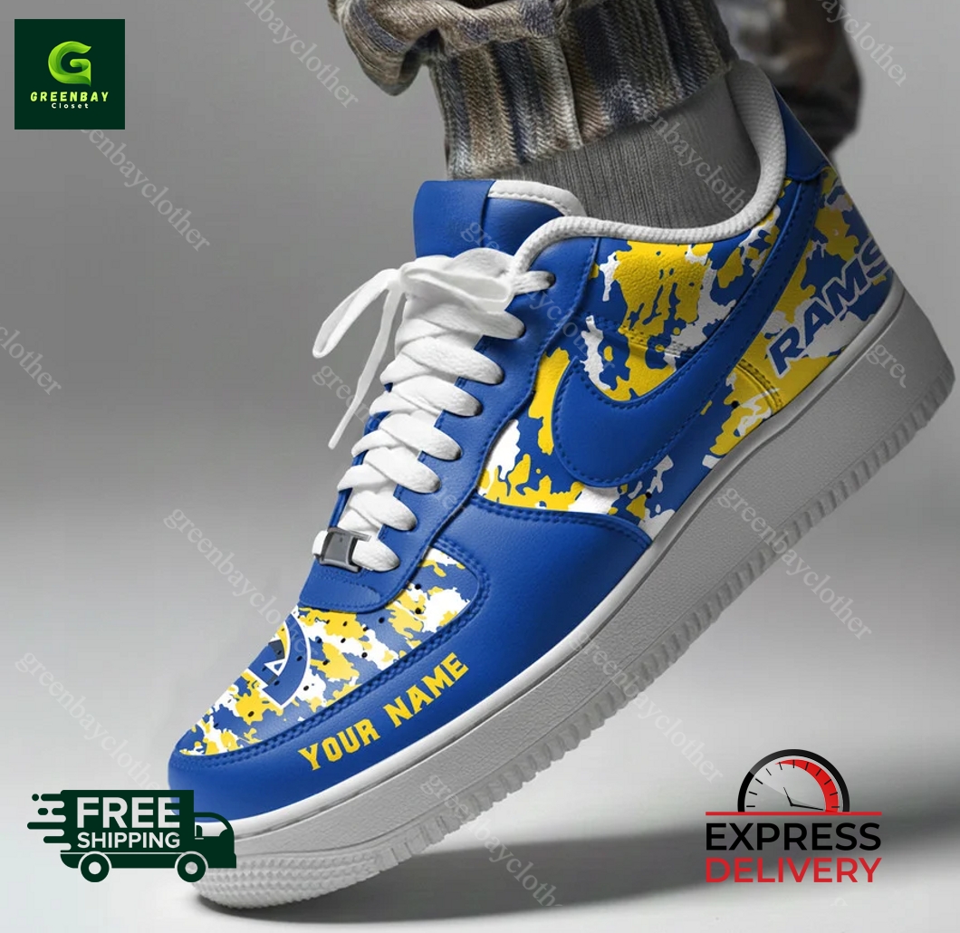 Los Angeles Rams Personalized Camo Collection Air Force 1 Shoes