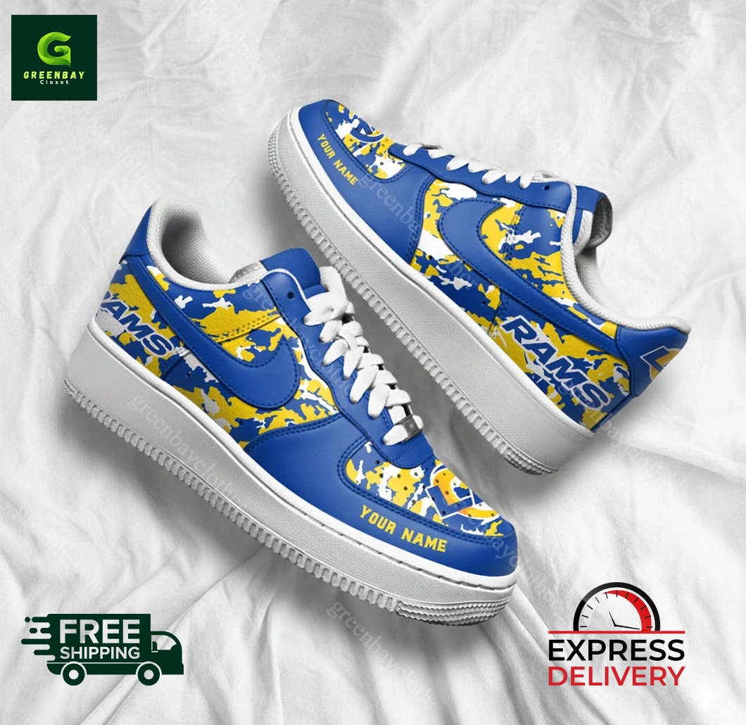 Los Angeles Rams Personalized Camo Collection Air Force 1 Shoes