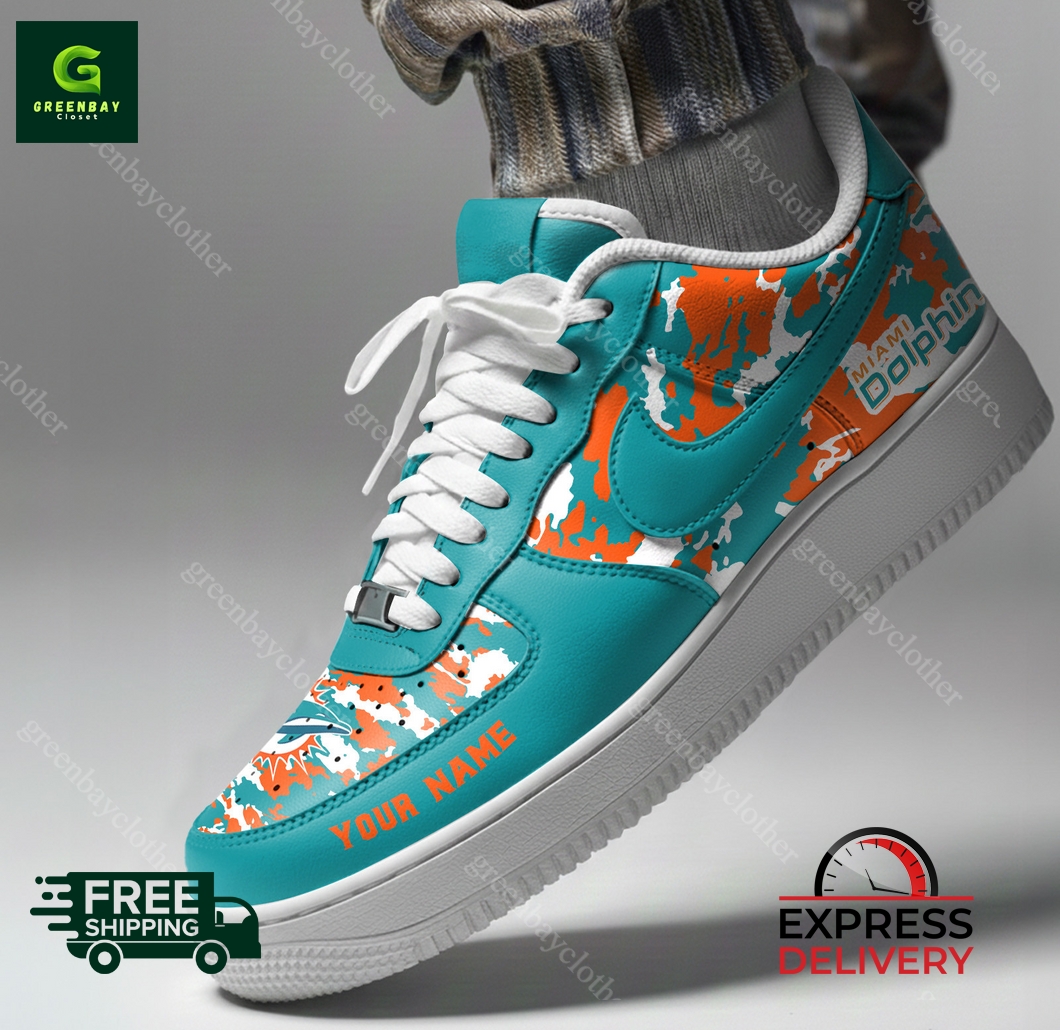 Miami Dolphins Personalized Camo Collection Air Force 1 Shoes