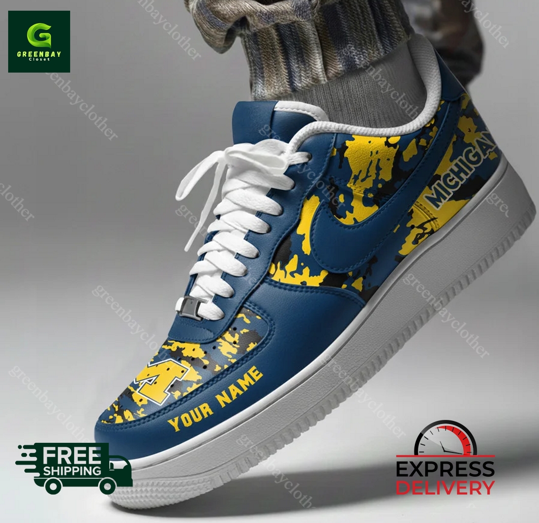 Michigan Wolverines Personalized Camo Collection Air Force 1 Shoes