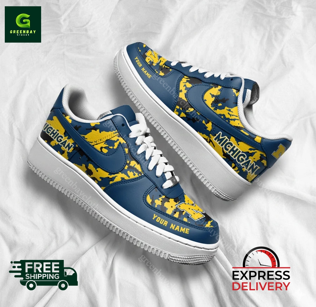 Michigan Wolverines Personalized Camo Collection Air Force 1 Shoes