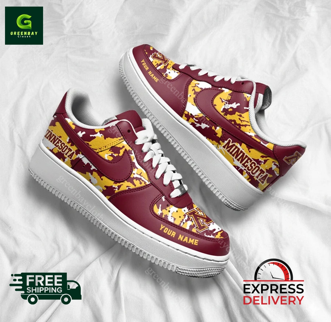 Minnesota Golden Gophers Personalized Camo Collection Air Force 1 Shoes