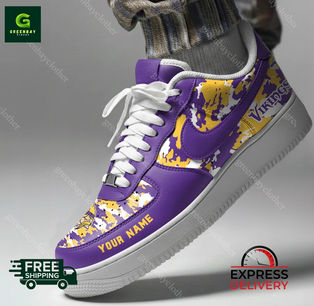 Minnesota Vikings Personalized Camo Collection Air Force 1 Shoes