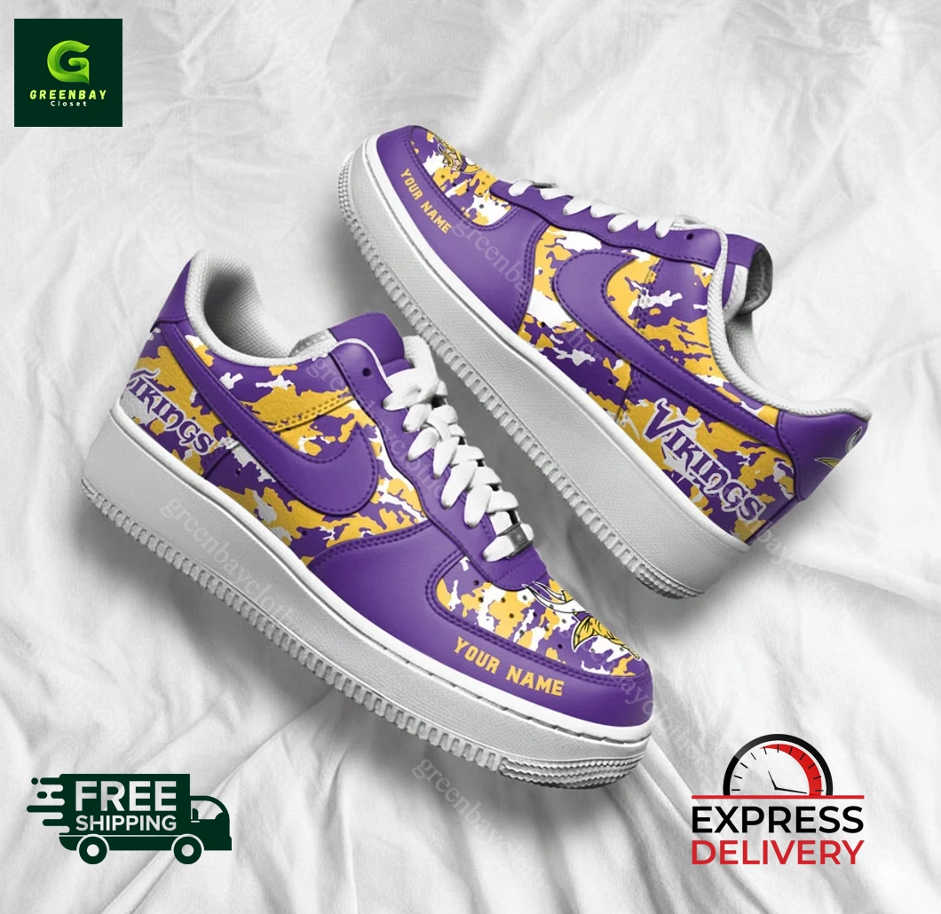 Minnesota Vikings Personalized Camo Collection Air Force 1 Shoes