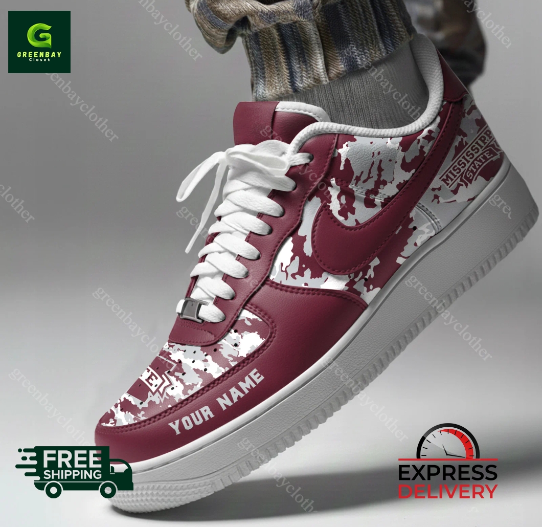 Mississippi State Bulldogs Personalized Camo Collection Air Force 1 Shoes
